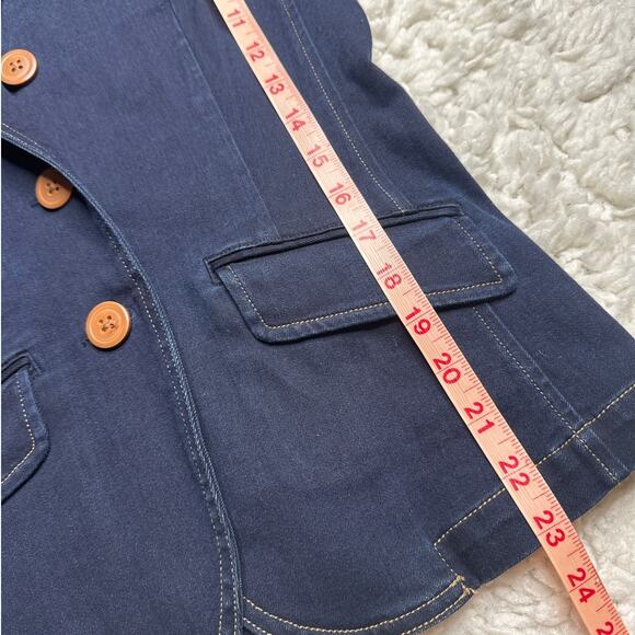 Lauren Ralph Lauren Denim Jacket Leather Collar Barn Jacket Lightweight Button - Picture 8 of 15